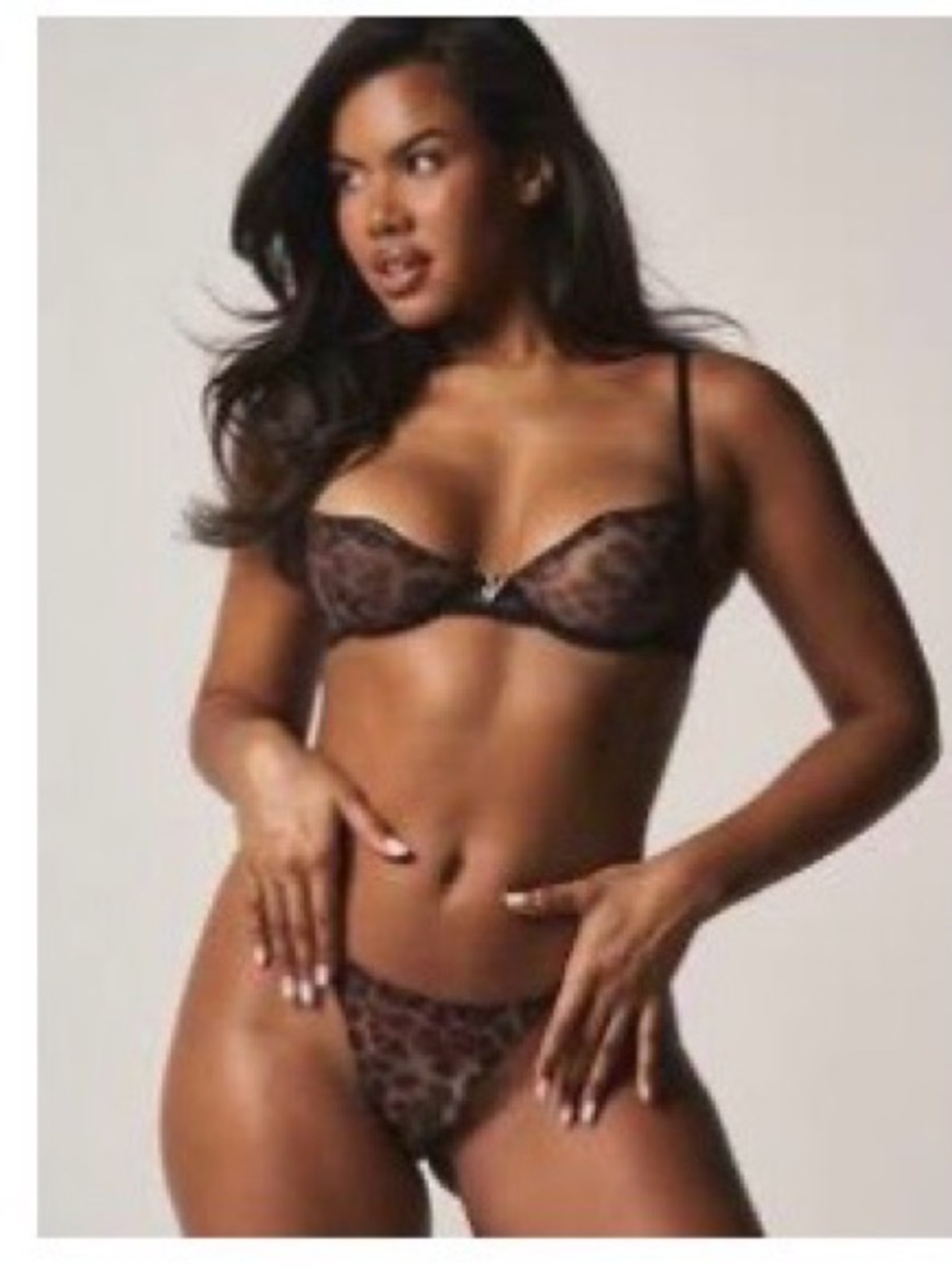 Missguided Leopard Lace Balconette Bra & Bikini Set